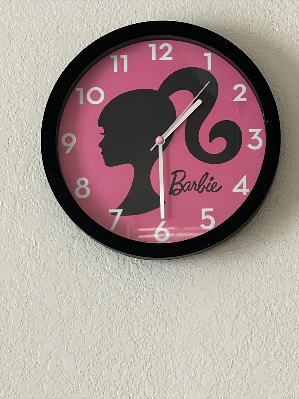 Barbie Pink and Black Silhouette Wall Clock